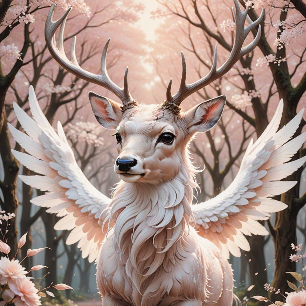 Winged Deer in Anime Style with Pastel Colors