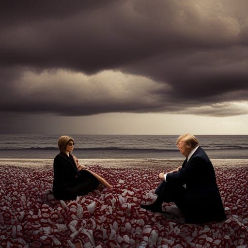 Trump Seaside Picnic: Chiaroscuro Matte Painting