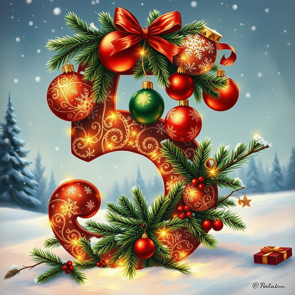 Christmas Number 5 Festive Holiday Decoration