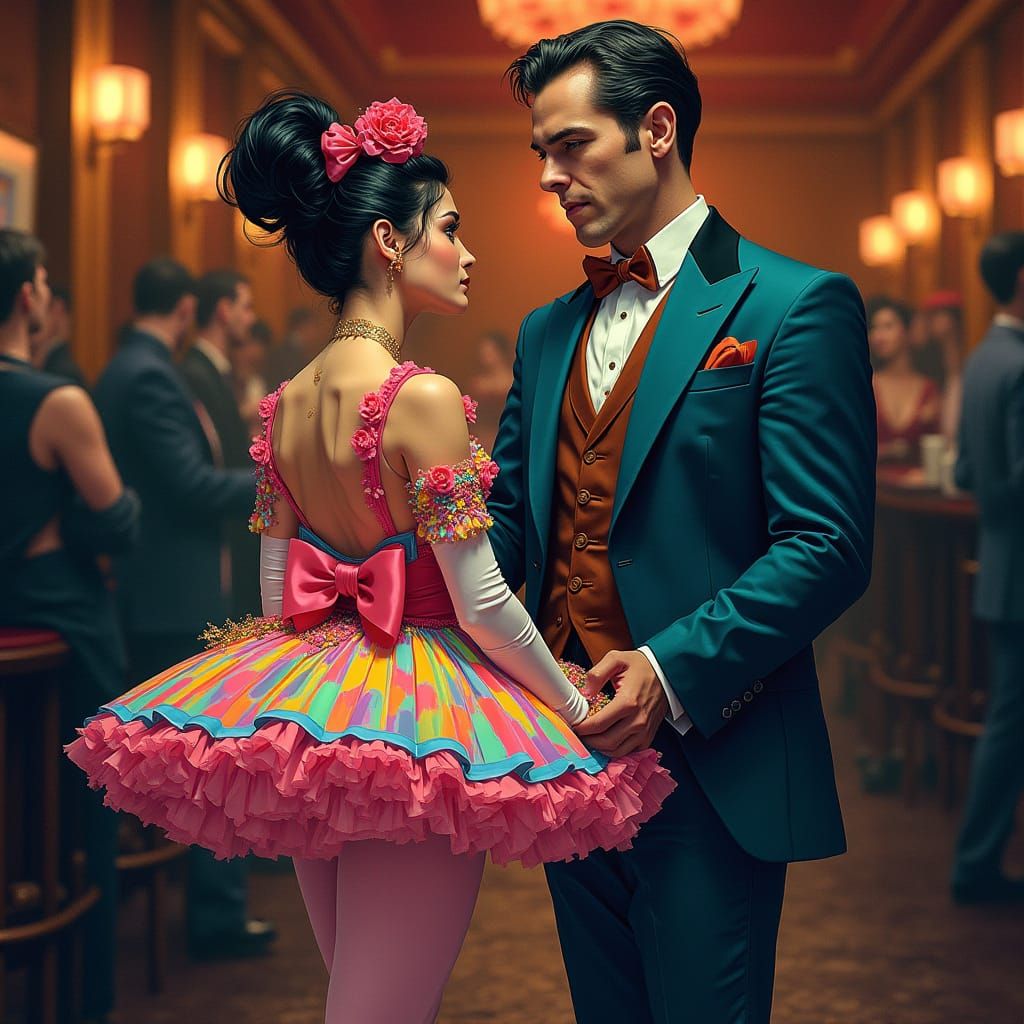 Mafia Boss in Elegant Speakeasy with Captive Ballerina