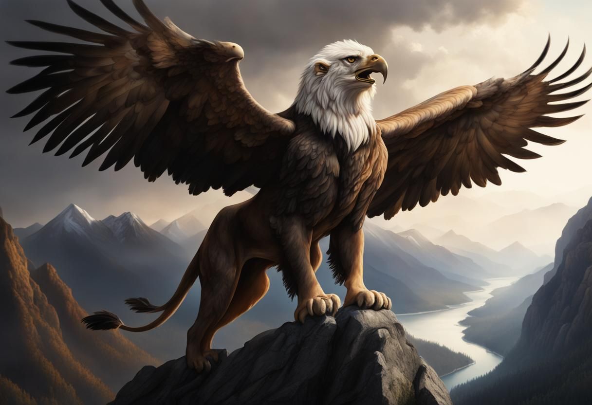 Realistic Griffin with Lion Body and Eagle Head