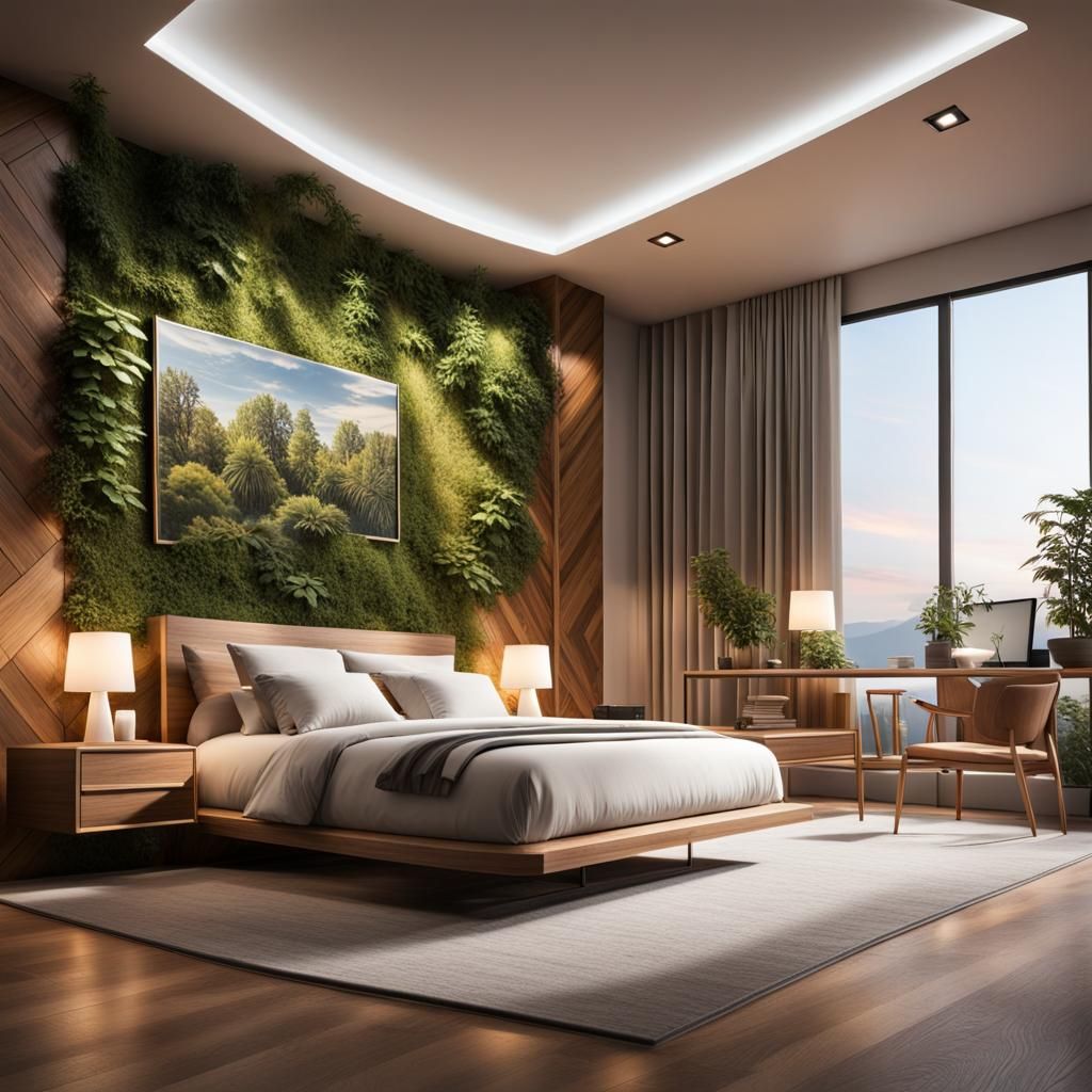 Futuristic Bedroom: Nature Meets Advanced Technology