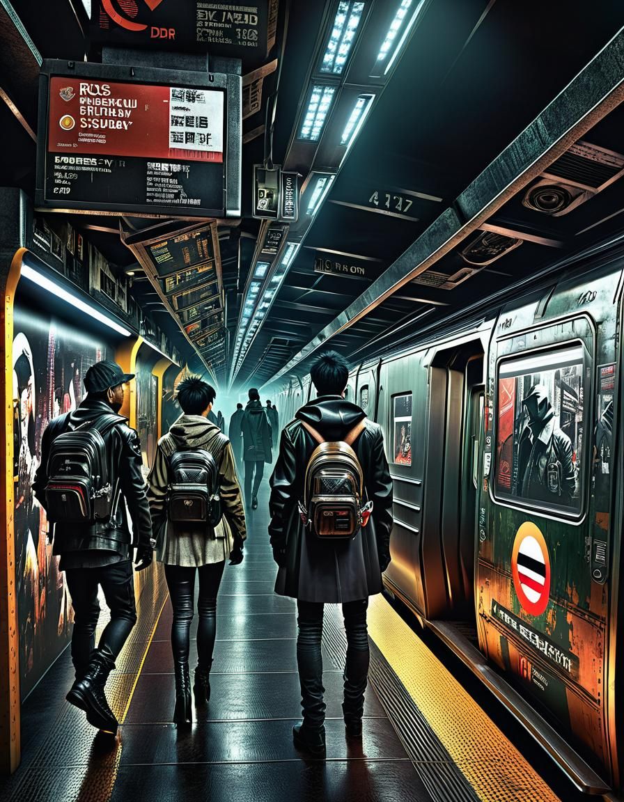 Cyberpunk Subway Station in Ultra-Detailed 16K Resolution