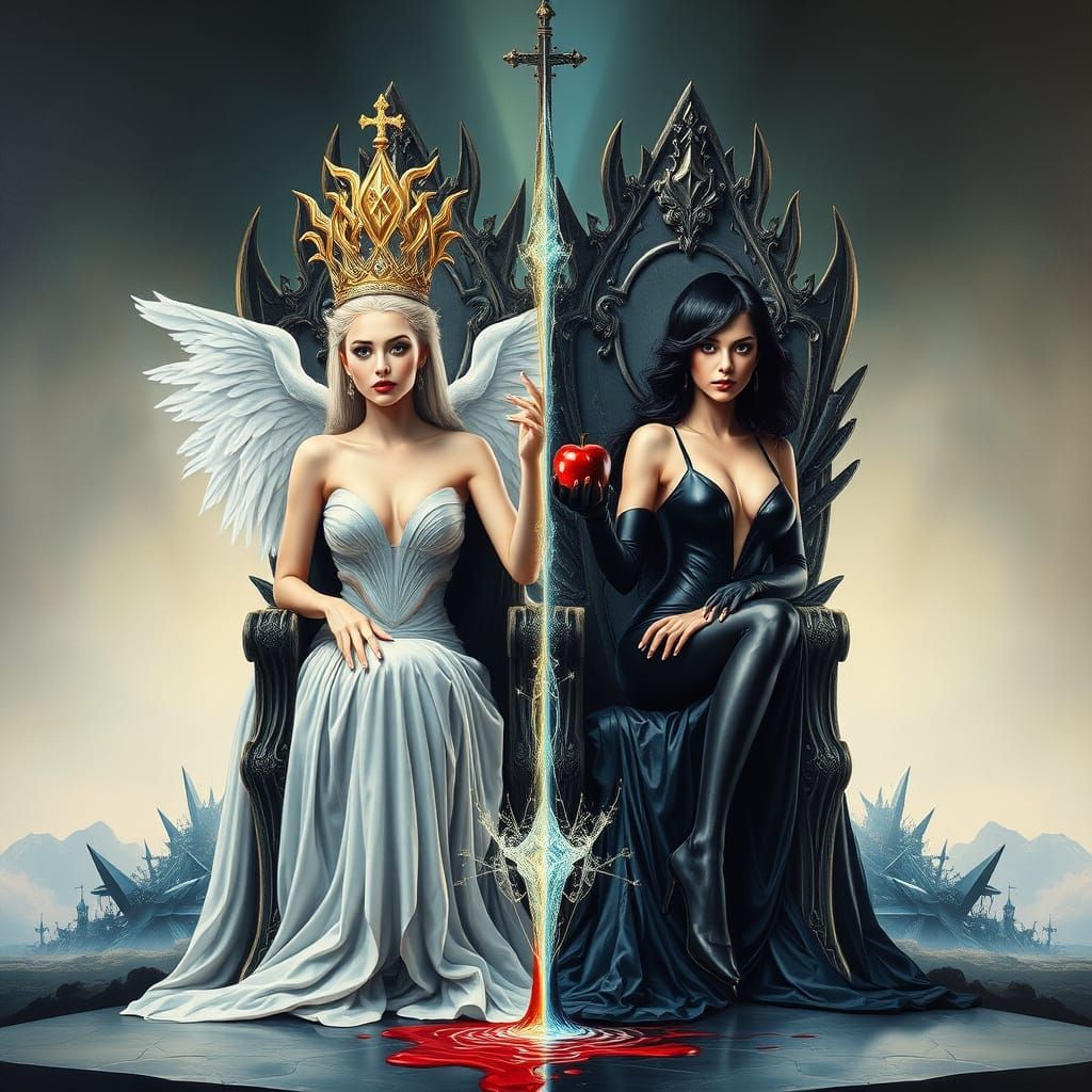 Futuristic Portrait: Queen and Seductress in Dystopian Mirro...