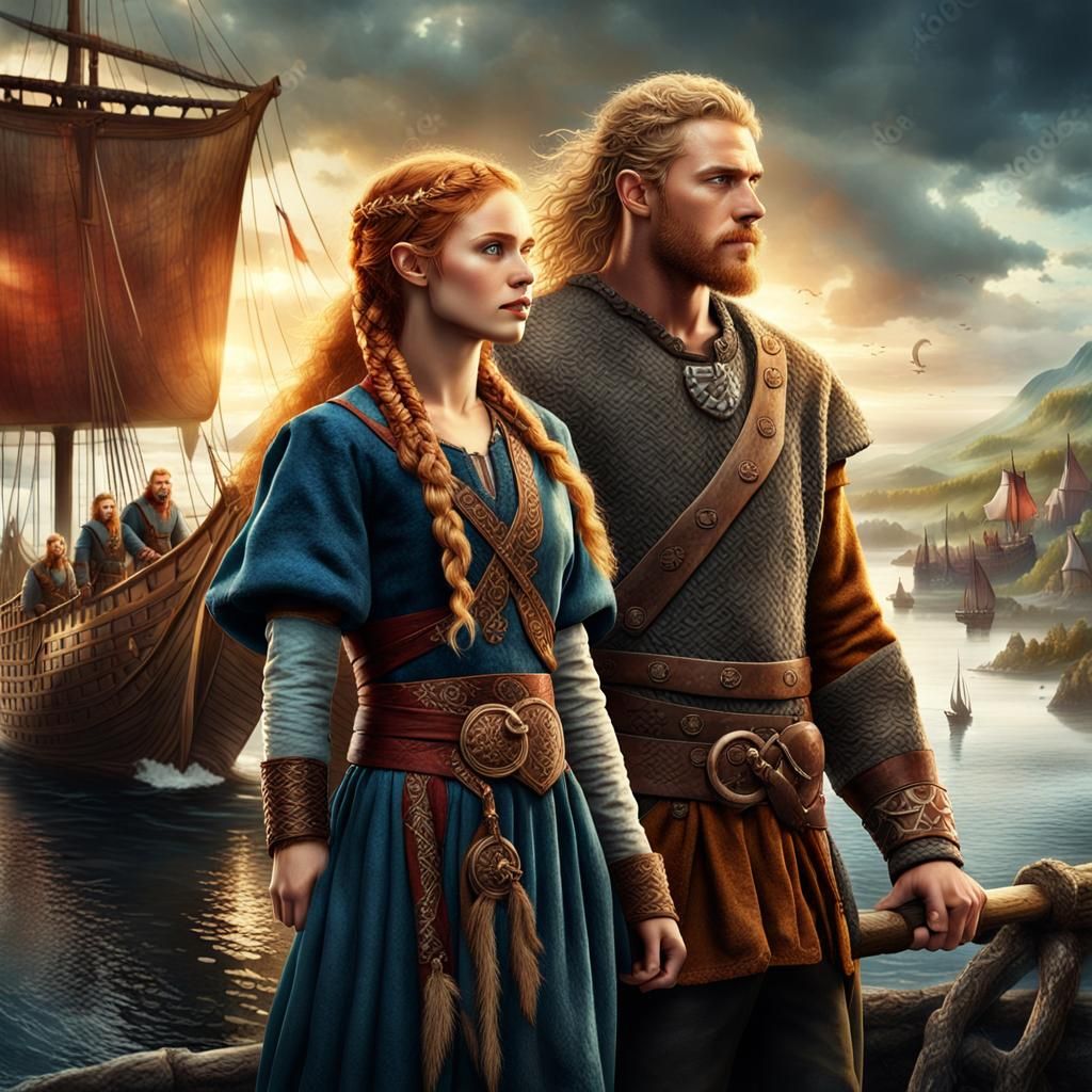Viking couple. Departure