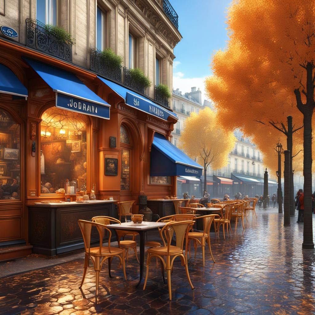 Parisian Cafe Scene, Belle Époque Digital Art
