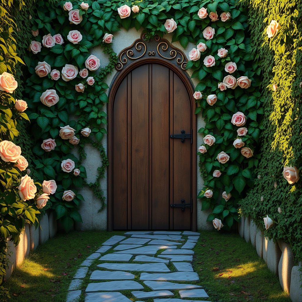 Whimsical Secret Garden Door in Elegant, Victorian Style