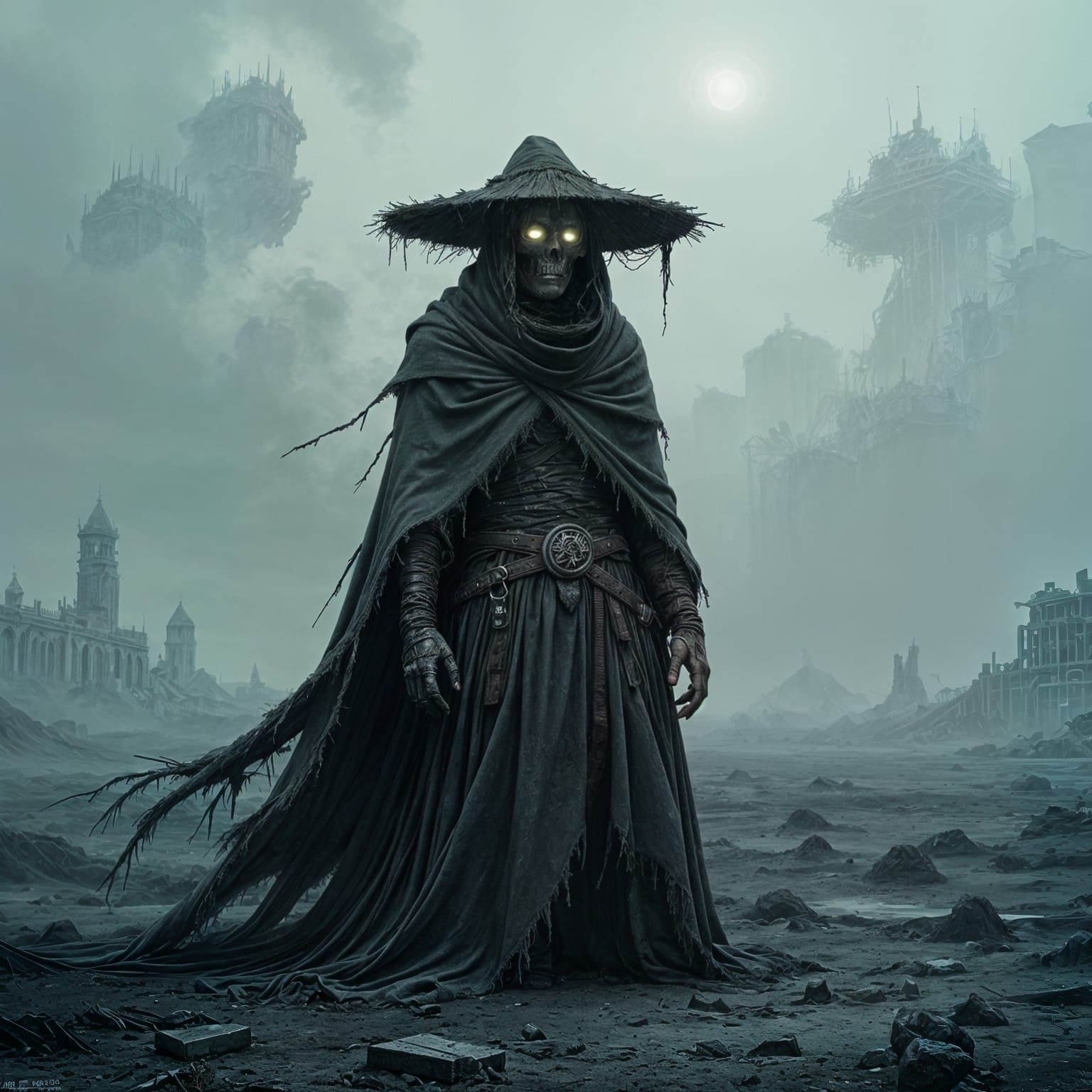 Post-Apocalyptic Figure in Gritty Dark Fantasy Art