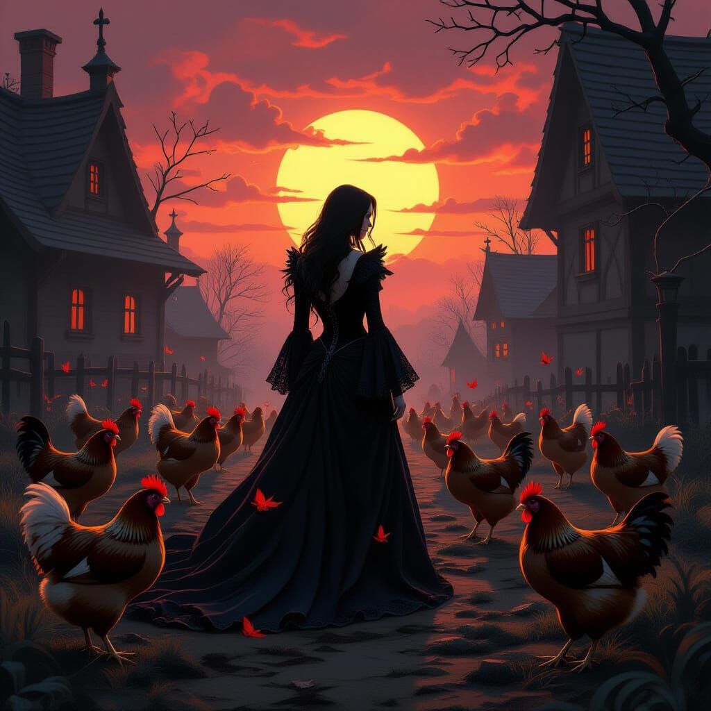 Gothic Vampire Zuza and Her Bustling Chicken Coop