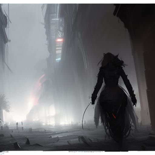 Detailed Dark Fantasy Sketch in Purple and Yellow