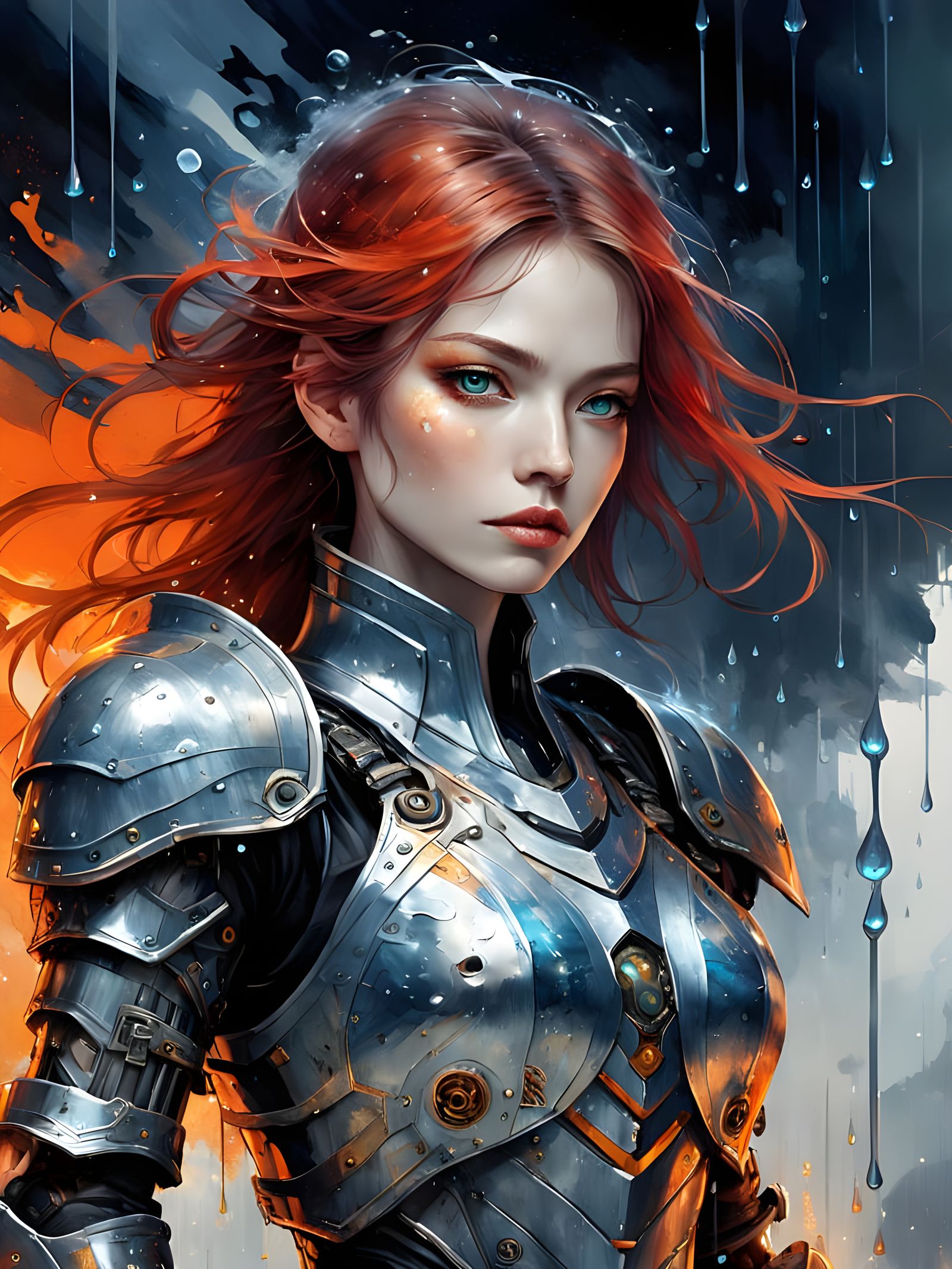 Ethereal Biomechanical Warrior Dominates Stormy Battlefield...