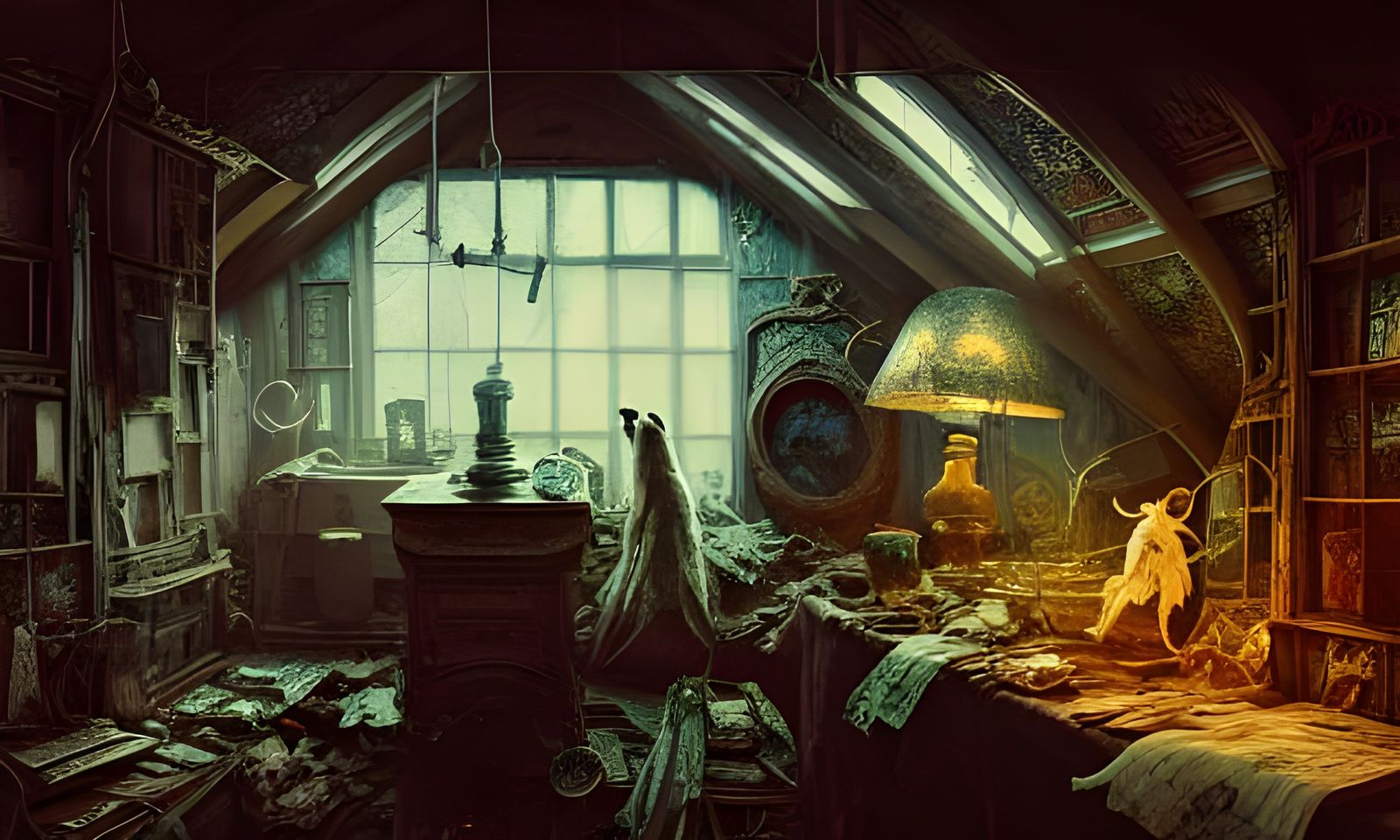Creepy Attic Full of Old Items: Fantasy Art