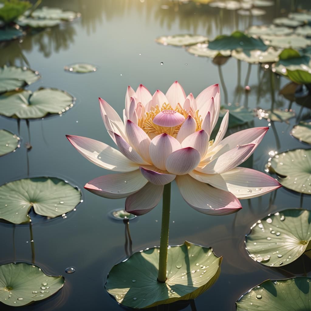 Lotus Flower in Morning Light: Macro Photography