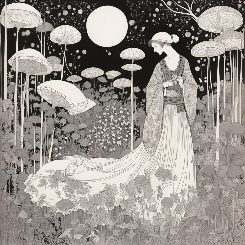 Artwork in Style of Beardsley and Demizu