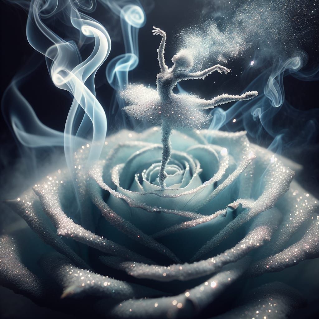 Ethereal Ballerina of Smoke and Glitter in Rose