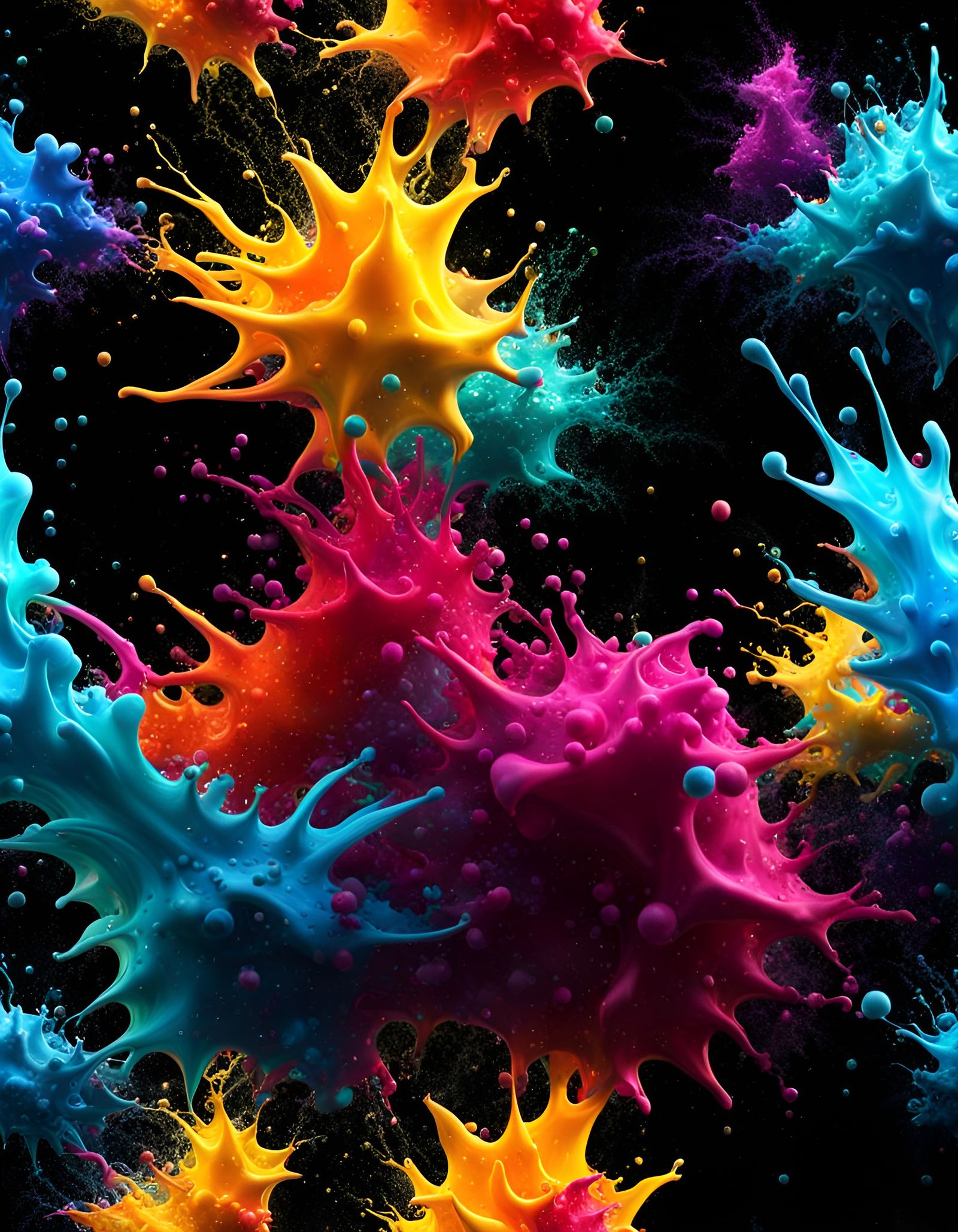 Luminescent Abstract Ocean Splatter in High Detail