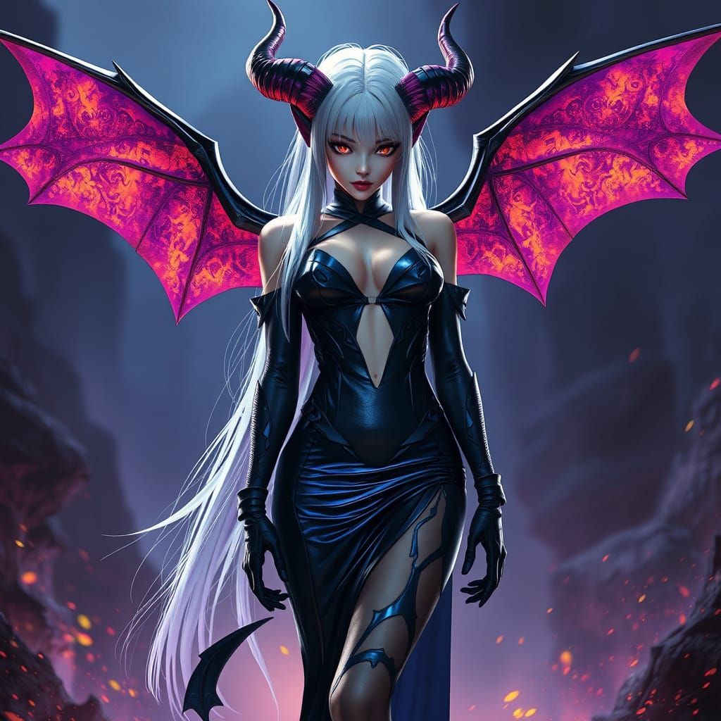 Dark Fantasy Girl in Futuristic Attire