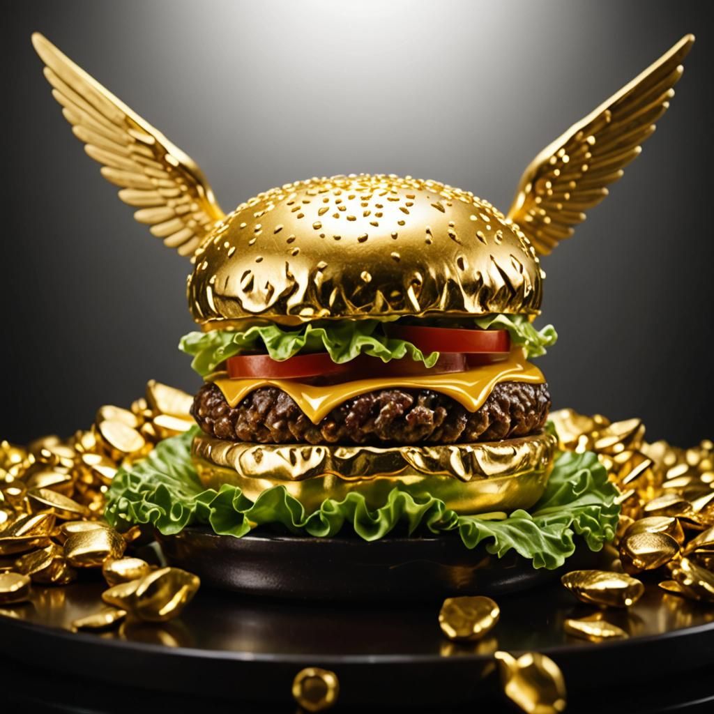 Gourmet Gold Big Mac Statue with Jewels