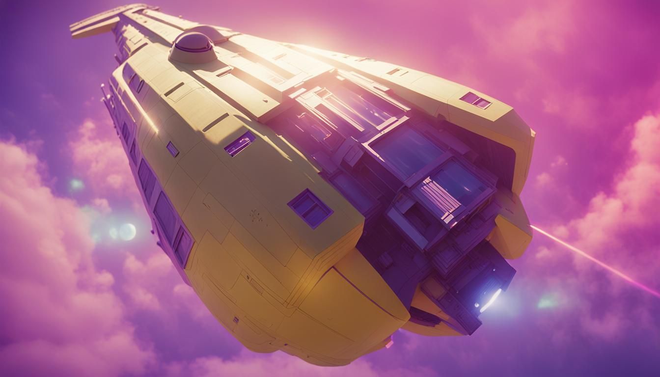 Pastel Spaceship in Cinematic Film Style