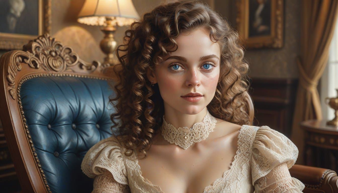 Victorian Woman Portrait in Oil Painting Style