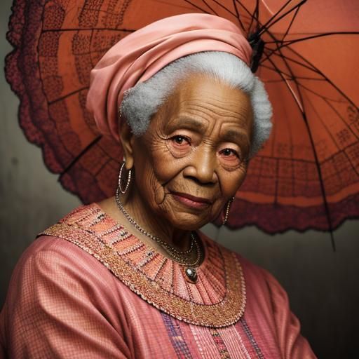 Happy African American Woman in Peach Clothes