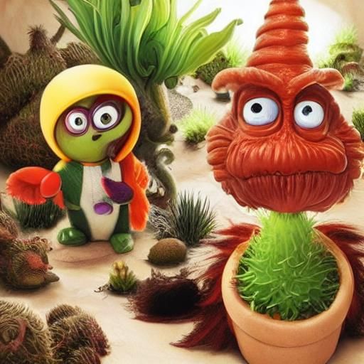 Cute Alien Plant Wizard in Surreal Style