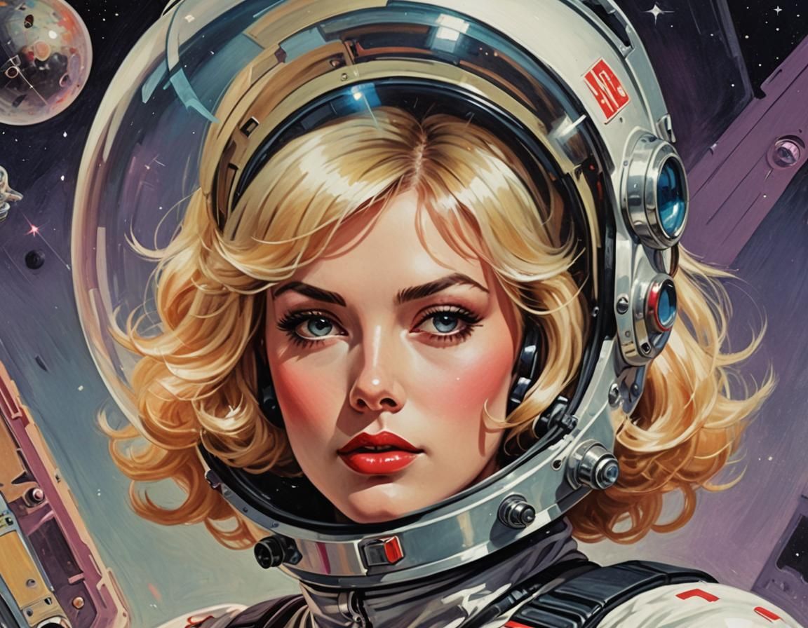 Pop Art Astronaut Portrait in Sci-Fi Style