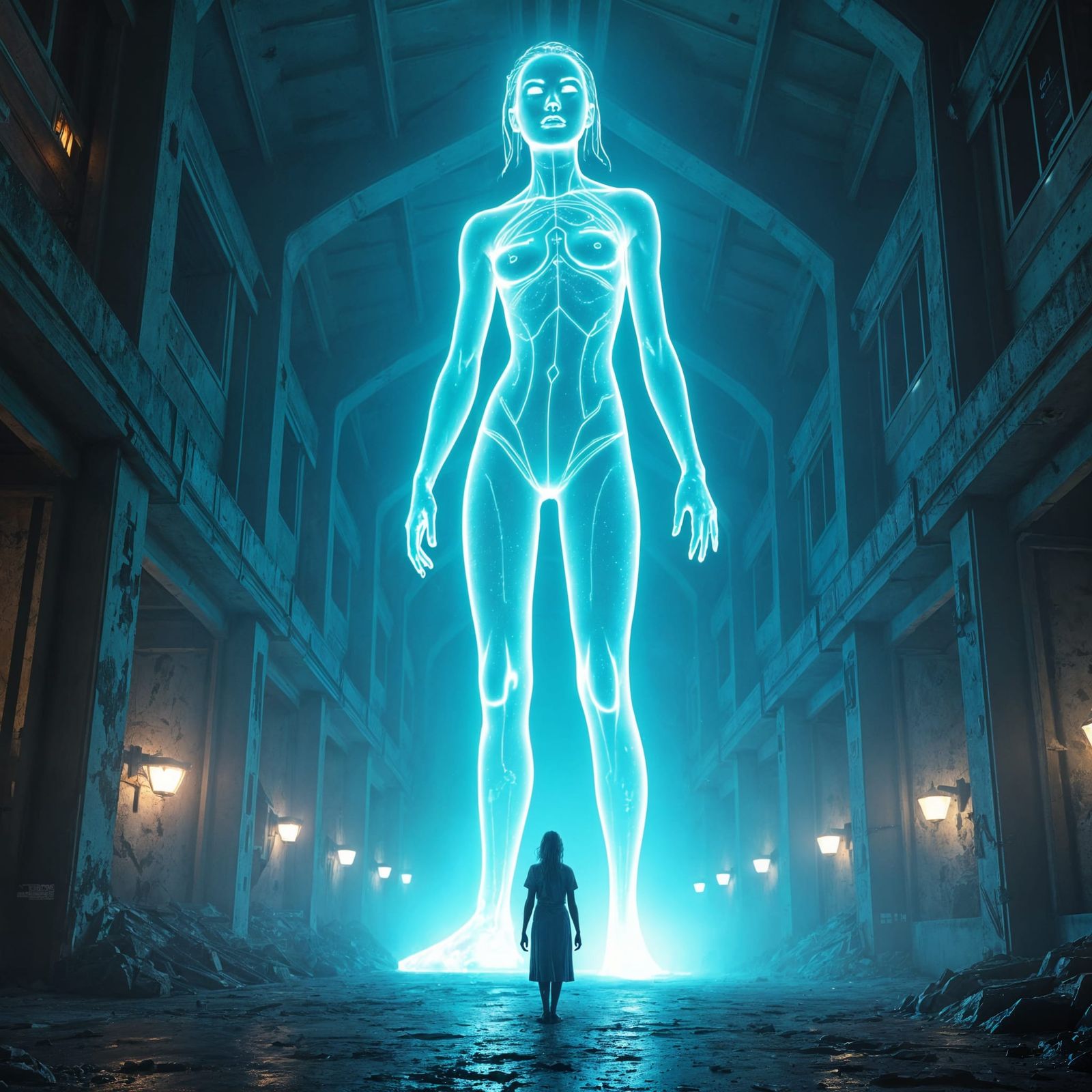 Nova's Holographic Form Towers in Abandoned Space Station