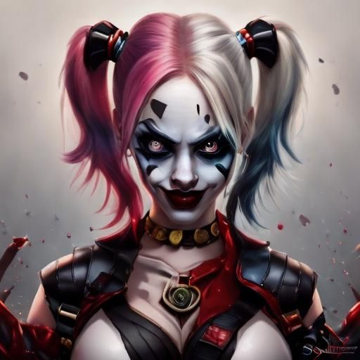 Harley Quinn Portrait in Dystopian Chaos