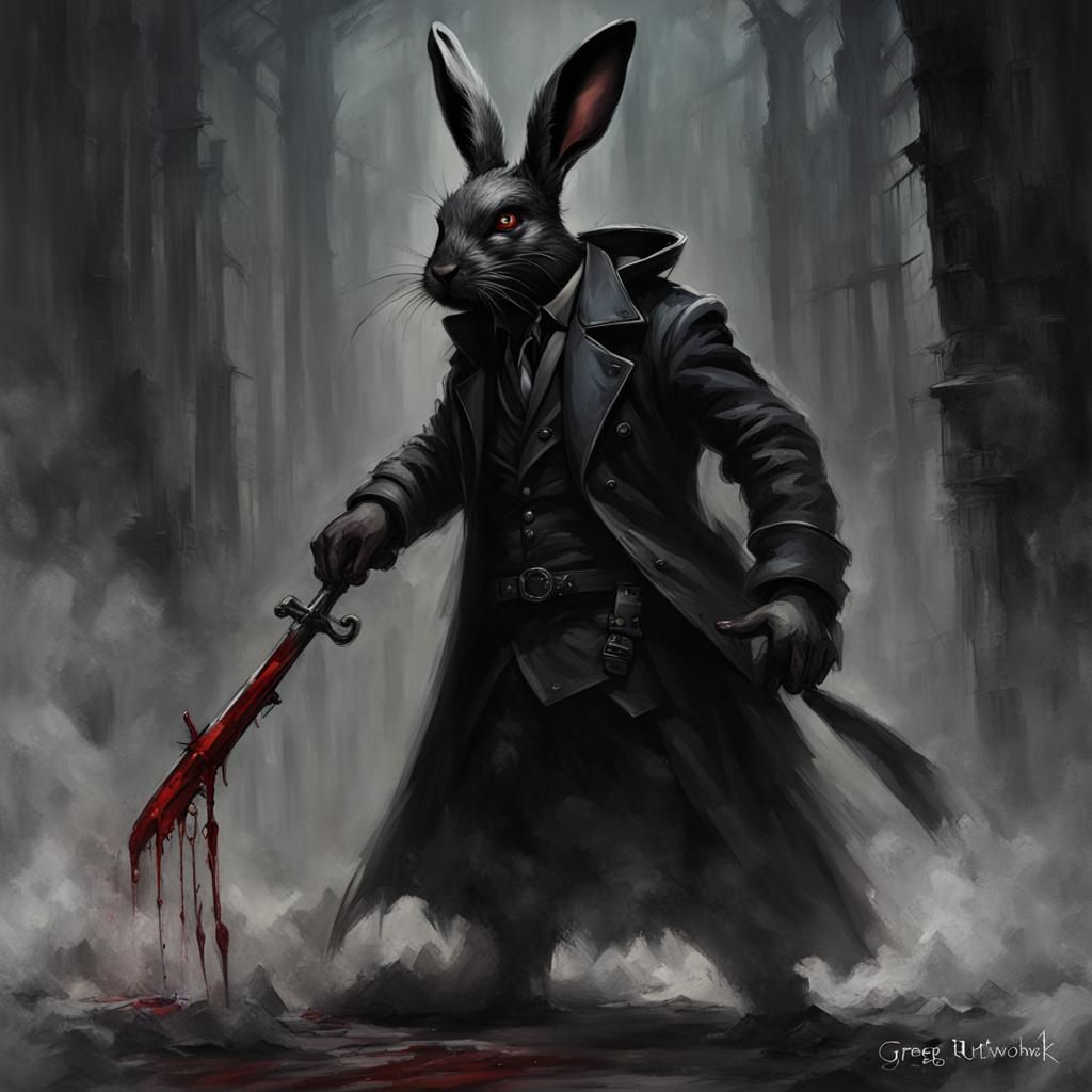 Sinister Black Rabbit Creation: A Fantasy Illustration