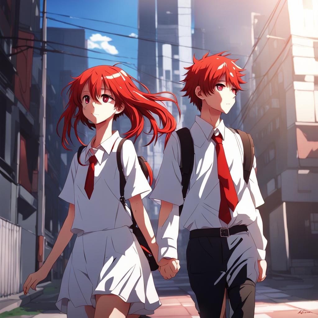 Anime Style High Schoolers with Volumetric Lighting