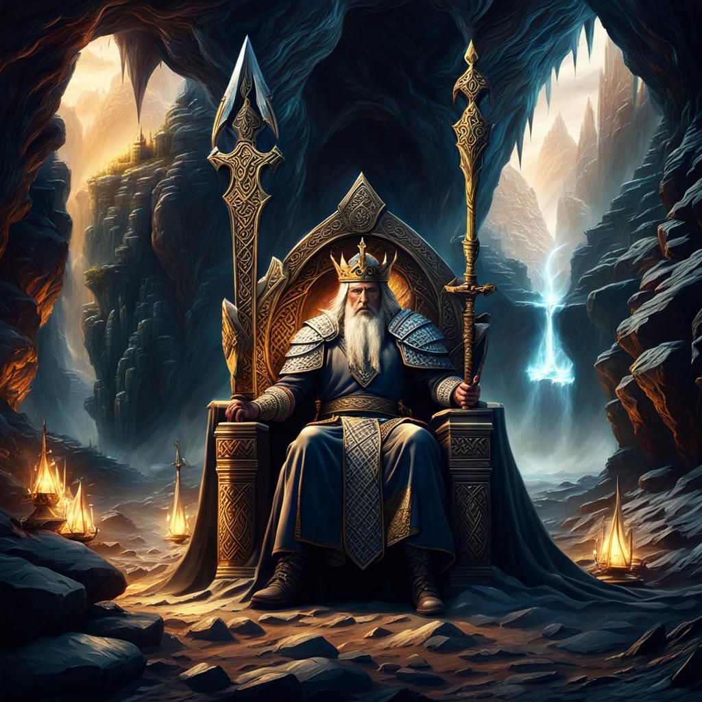 Celtic Warrior King Asleep with Excalibur