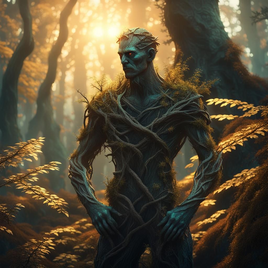 Frustrated Figure in Mystical Forest Concept Art