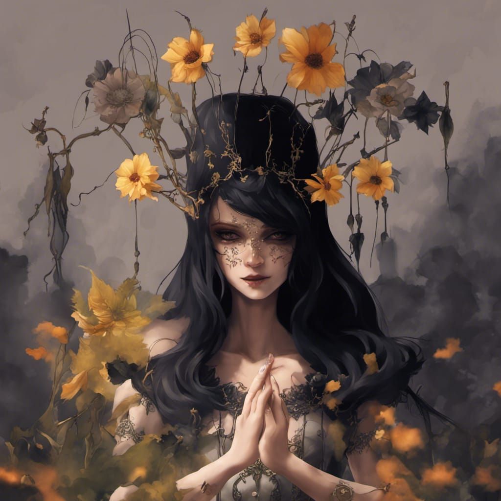 Eerie Fairy Queen in Dark Academia Style