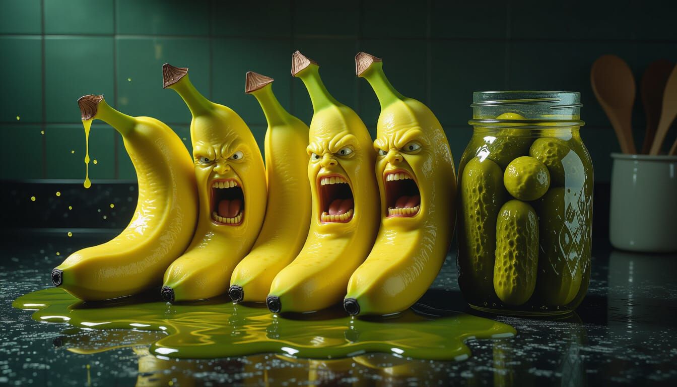 Grotesque Pickled Bananas Erupt from Jar