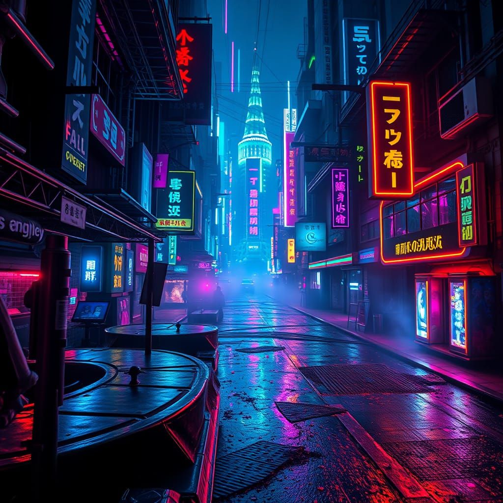 Vibrant Bioluminescent Cityscape in Sci-Fi Style