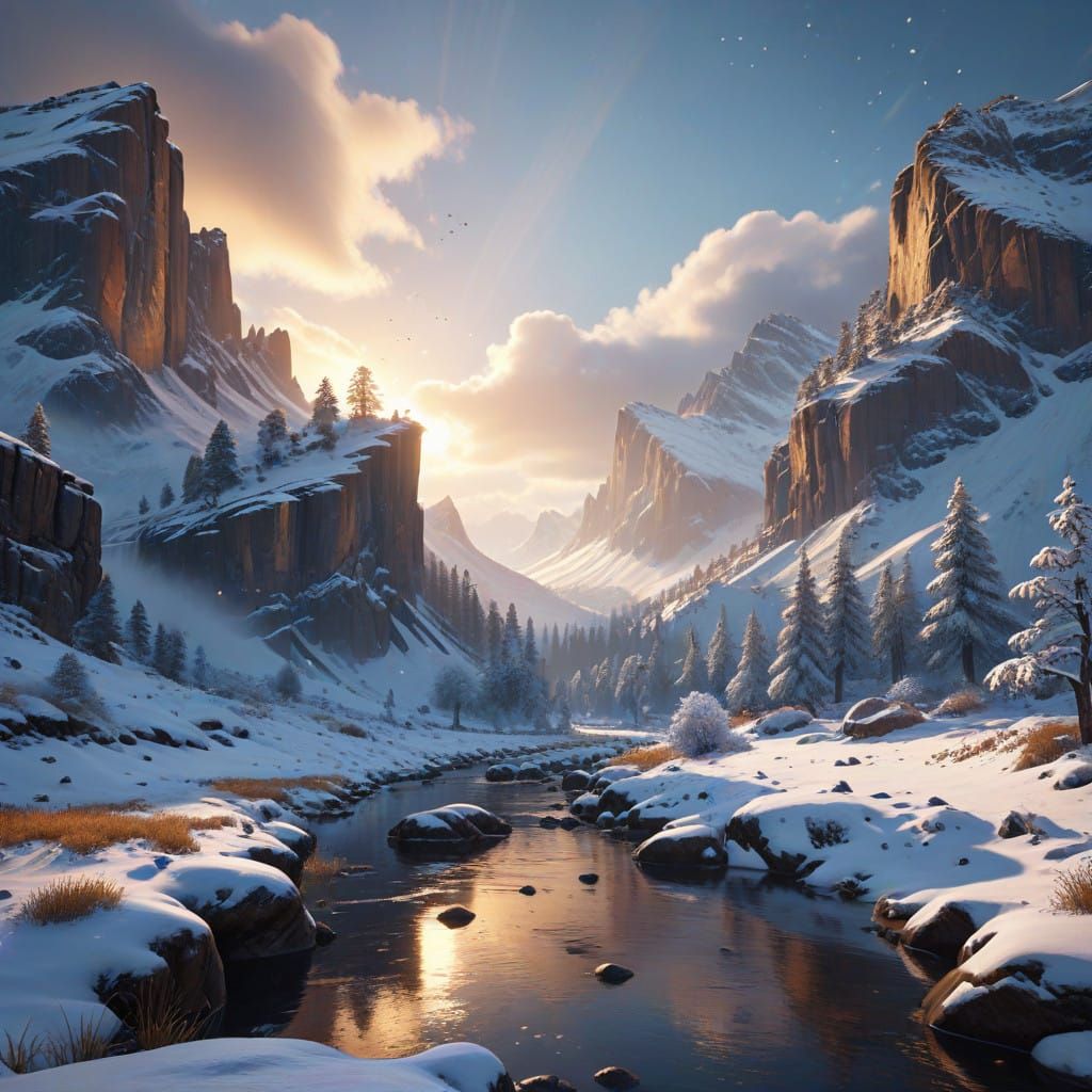 Winter Landscape in Epic 3D Cinematic Style