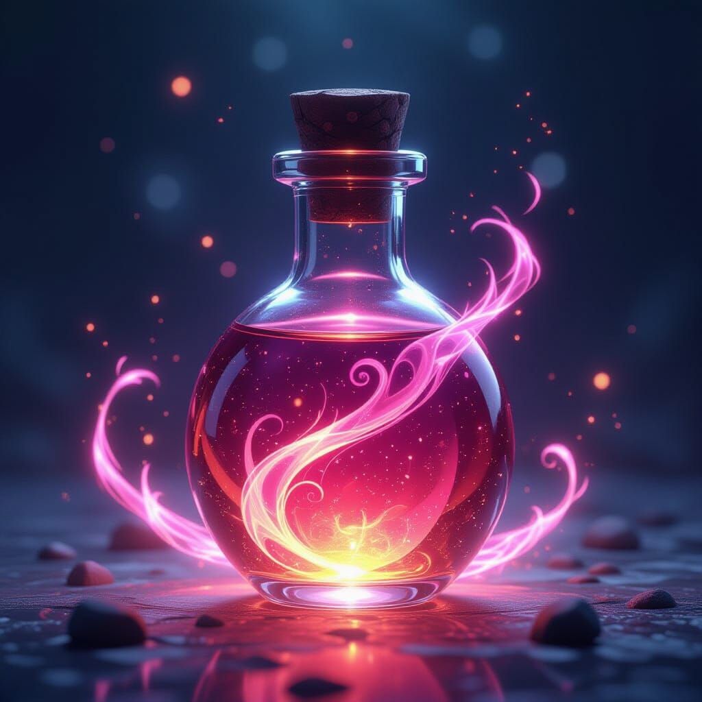 Magic Potion Vial with Swirling Energy