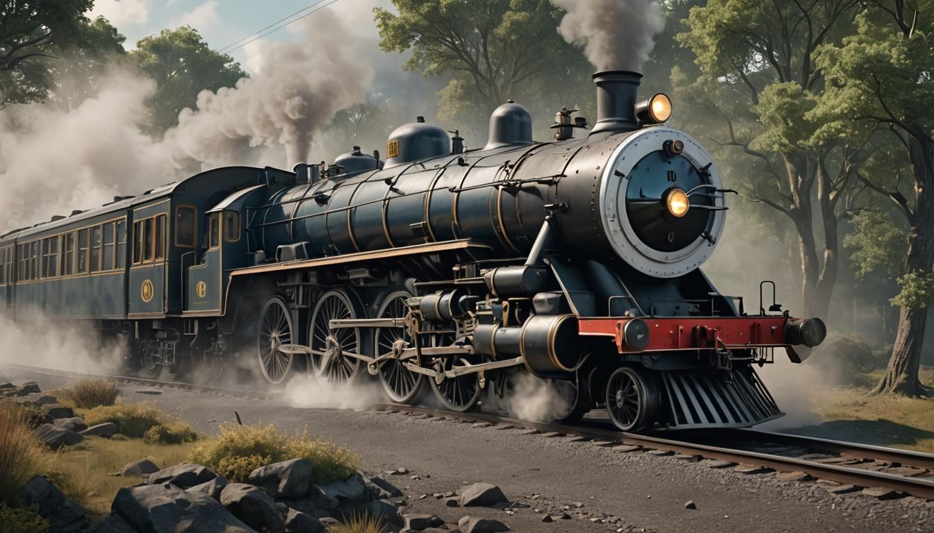 Crear una imagen de Thomas Newcomen y una locomotora antigua...