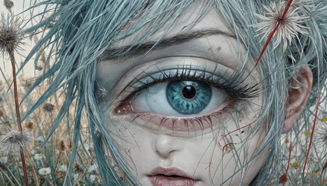 Surreal Monstrous Woman with Crying Eye