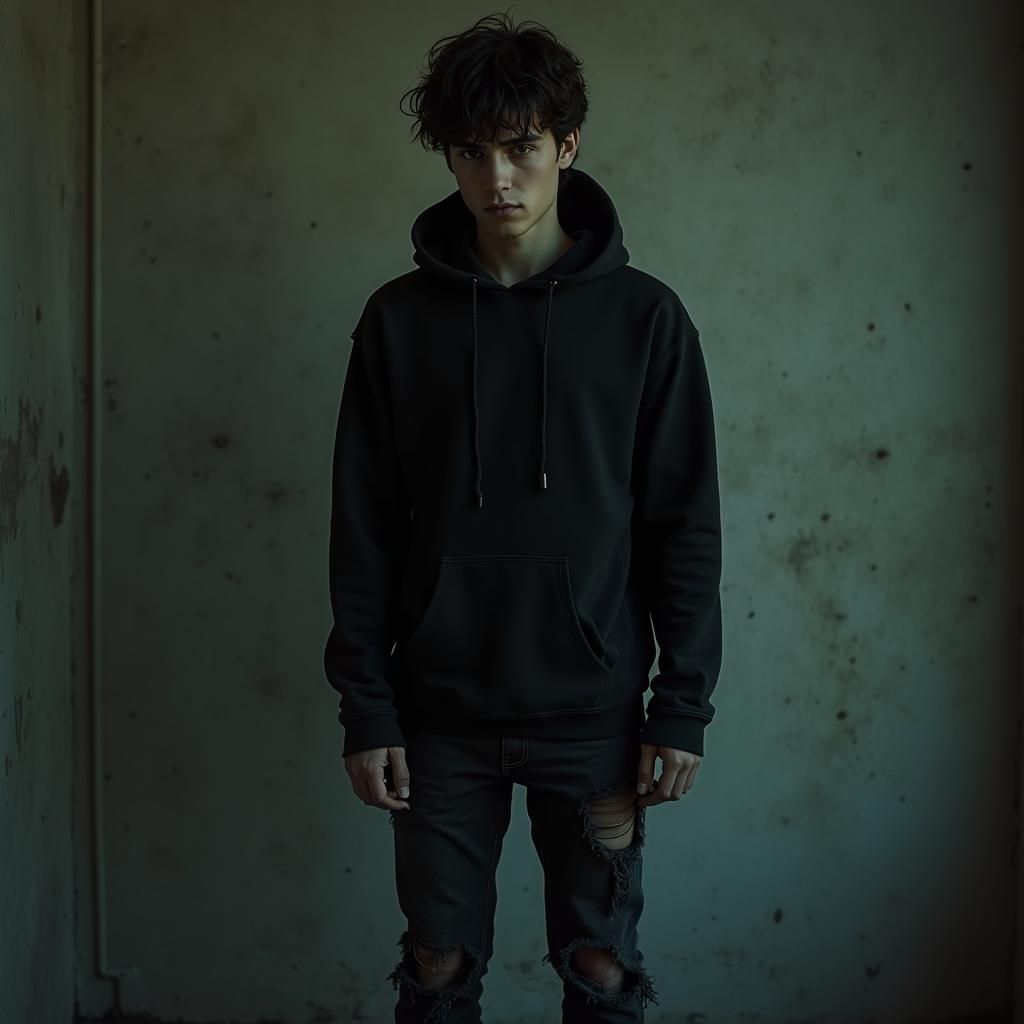 Brooding Young Man in Cinematic Film Still