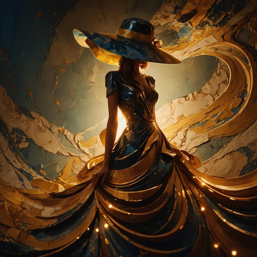 Girl in Marble and Wood Hat: Fauvist Digital Art