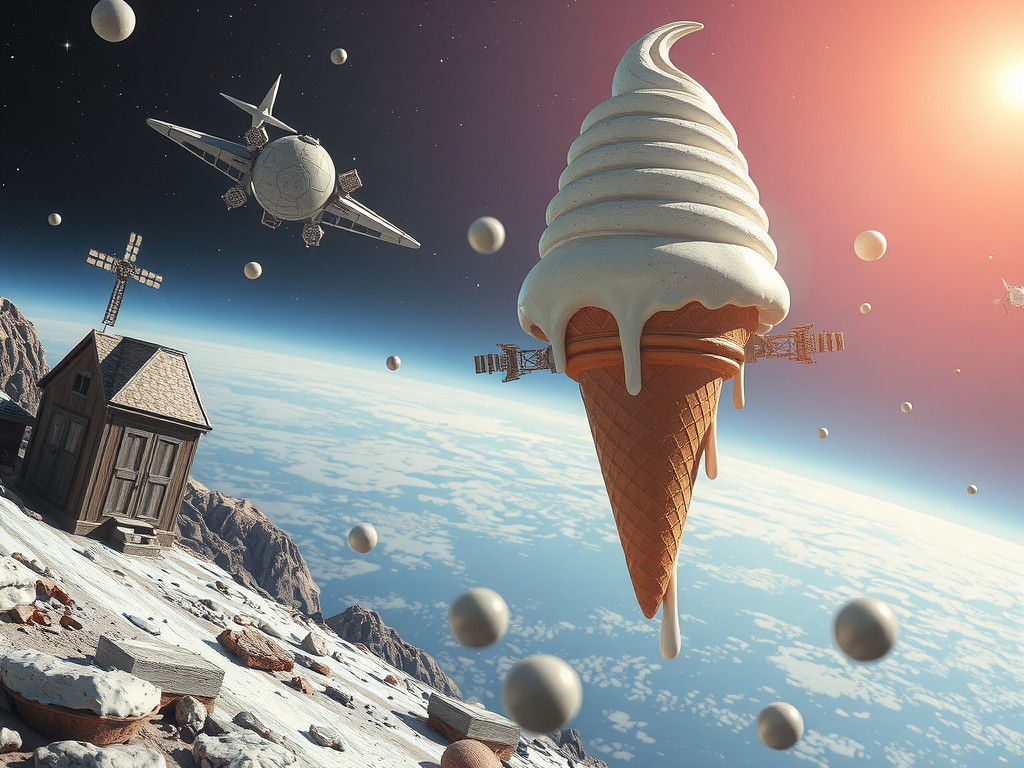 Giant Ice Cream Cone Melts on Space Station