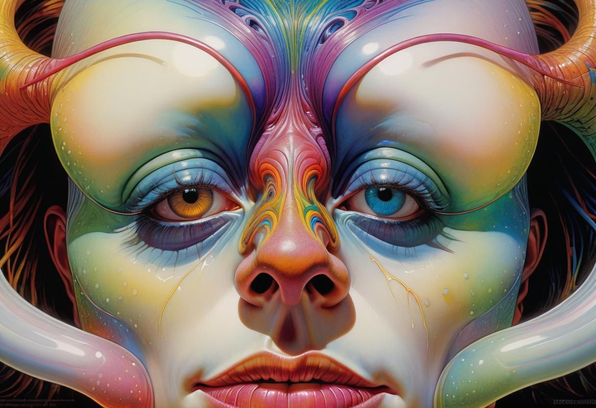 Psychedelic Rainbow Beast in Hyperdetailed Style