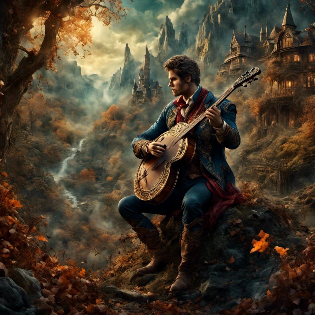 Superman Plays Banjo in Romantic Watercolor Style