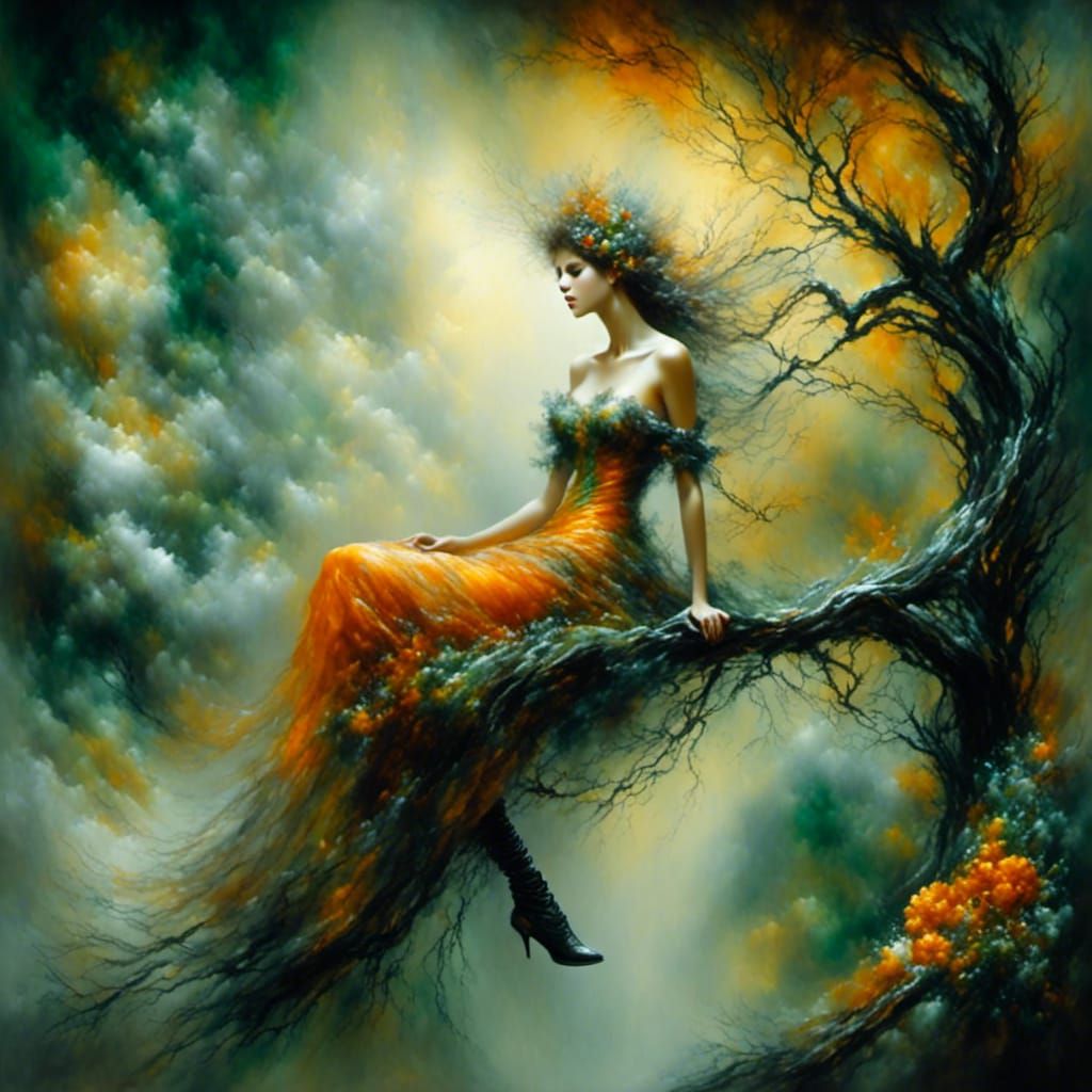 Abstract Portrait of Lady on Rope Swing