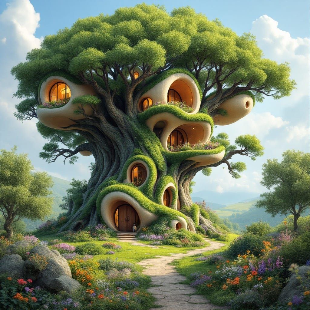 Organic Treehouse in Whimsical Architectural Style
