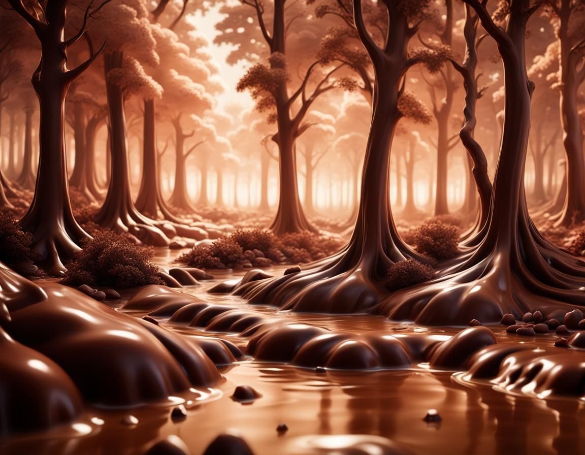 Chocolate Forest Landscape at Magic Hour