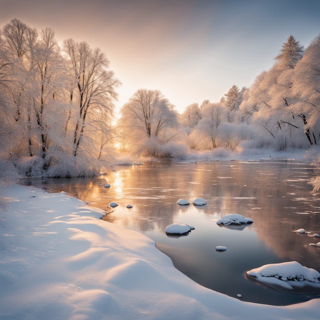 Golden Hour on a Frozen Lake
