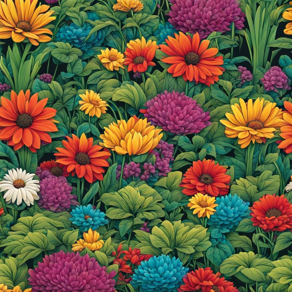 Vibrant Comic Book Garden Scene